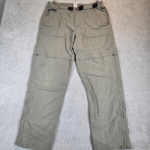 The North Face Mens Large Convertible Hiking Pants Khaki Tan Zip Off Cargo